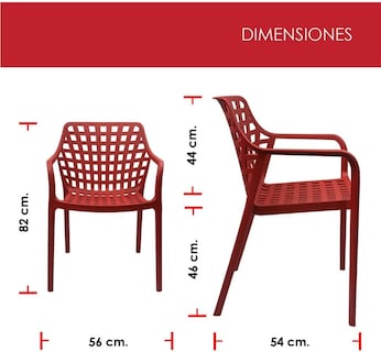Foto 3 | Set 4 Sillas Modernas Rojas Apilables Para Comedor Terraza Jardín