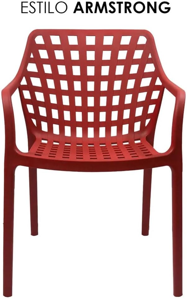 Foto 5 pulgar | Set 4 Sillas Modernas Rojas Apilables Para Comedor Terraza Jardín