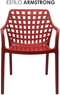Foto 4 | Set 4 Sillas Modernas Rojas Apilables Para Comedor Terraza Jardín