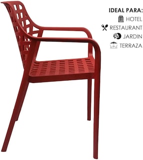 Foto 6 | Set 4 Sillas Modernas Rojas Apilables Para Comedor Terraza Jardín