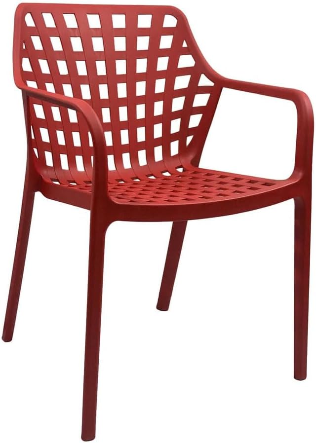 Foto 8 pulgar | Set 4 Sillas Modernas Rojas Apilables Para Comedor Terraza Jardín