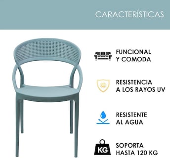 Foto 5 | Set 4 Sillas Comedor Azul Estilo Sunset