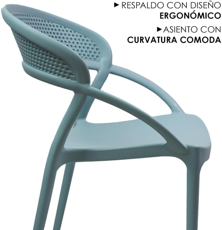 Foto 7 pulgar | Set 4 Sillas Comedor Azul Estilo Sunset