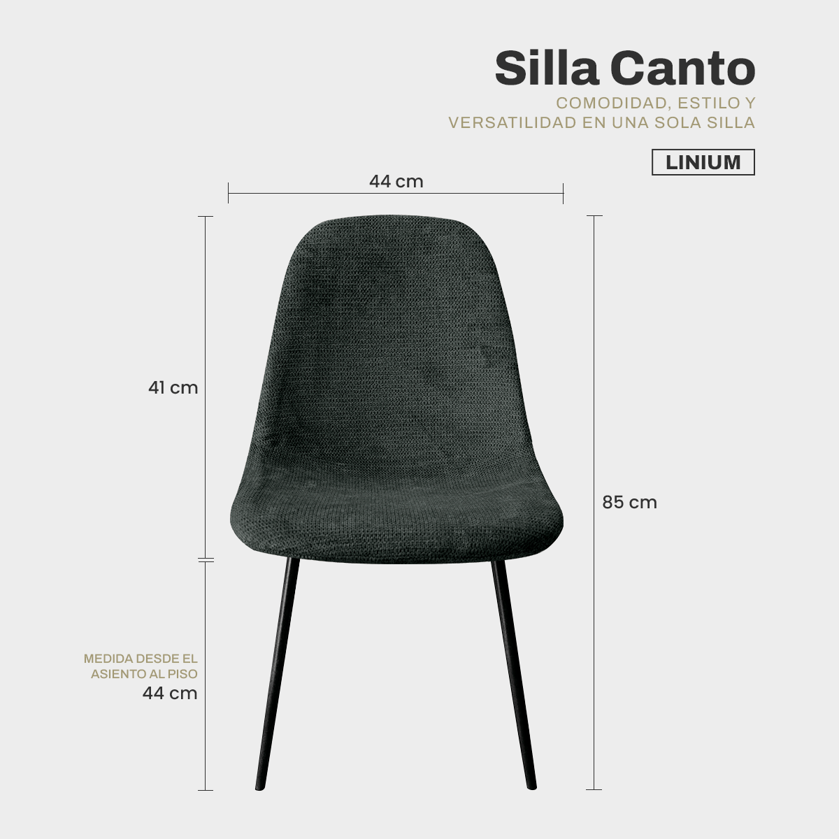 Foto 3 pulgar | Silla Comedor Linium Tela Acolchonada Elegante Premium Color Gris