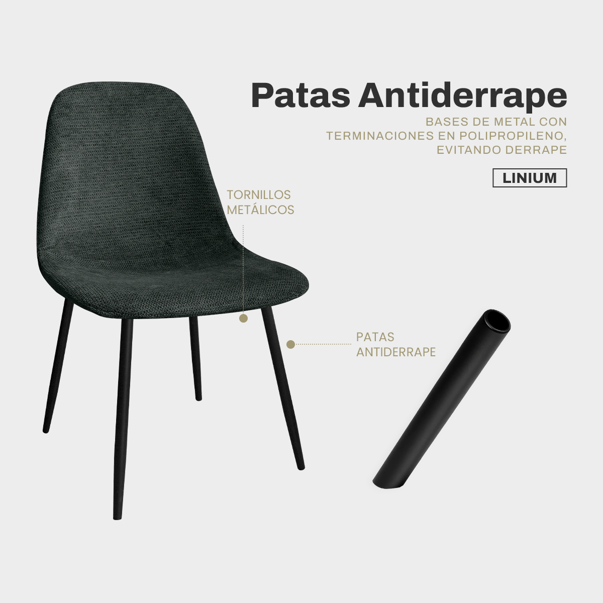 Foto 7 pulgar | Silla Comedor Linium Tela Acolchonada Elegante Premium Color Gris