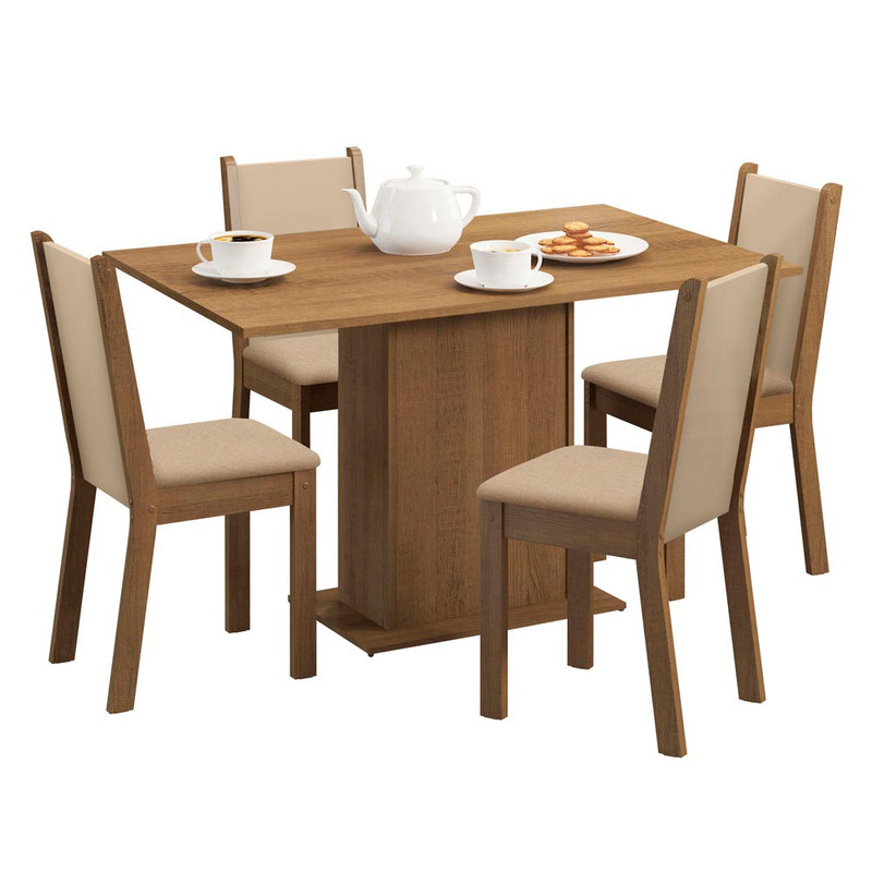 Foto 2 pulgar | Juego de Comedor Madesa Talita 045677GX4TPER color Marrón con 4 Sillas