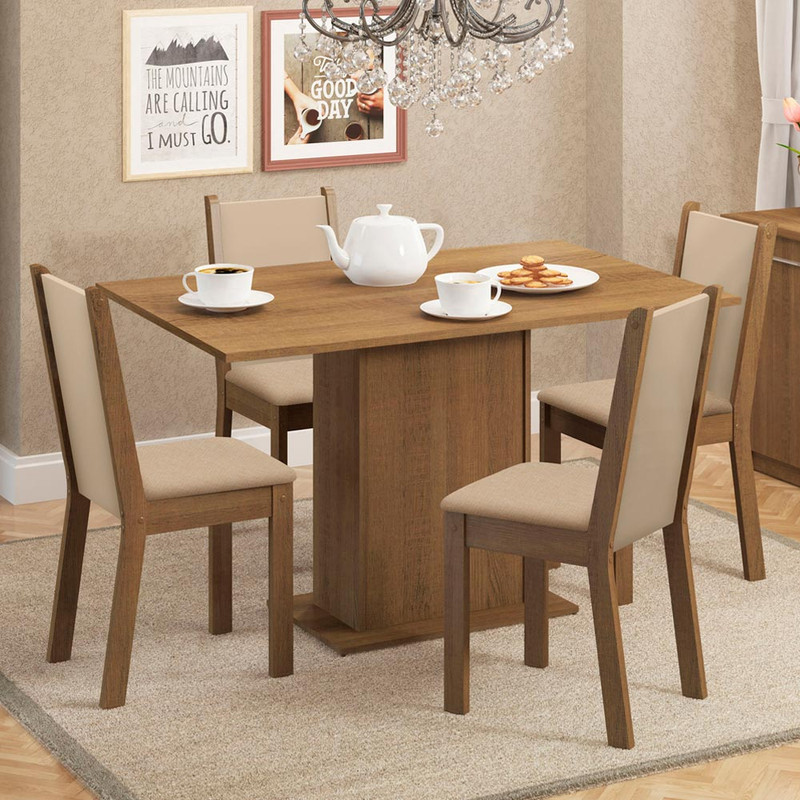 Foto 3 pulgar | Juego de Comedor Madesa Talita 045677GX4TPER color Marrón con 4 Sillas