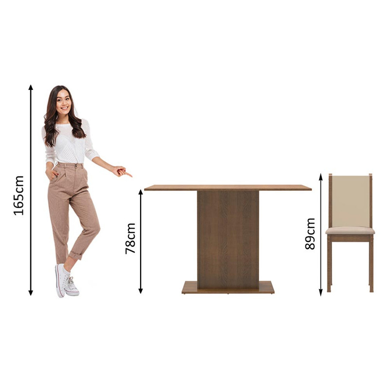 Foto 4 pulgar | Juego de Comedor Madesa Talita 045677GX4TPER color Marrón con 4 Sillas