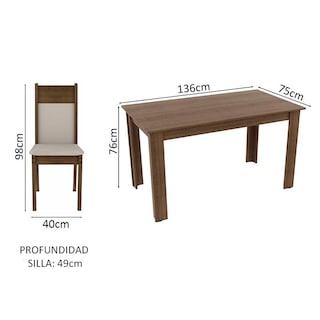 Foto 3 | Comedor con 4 Sillas Madesa 044685ZXPE Marrón
