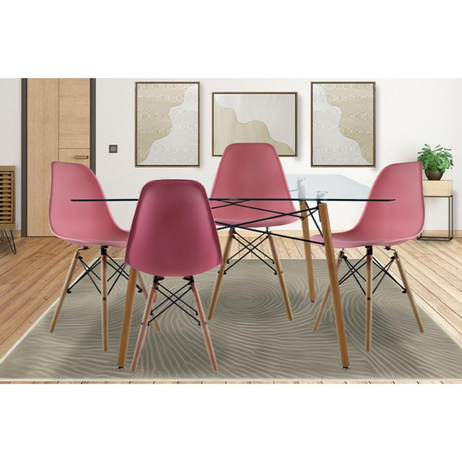 Foto 2 | Comedor Mundi In Rosa con 4 Sillas