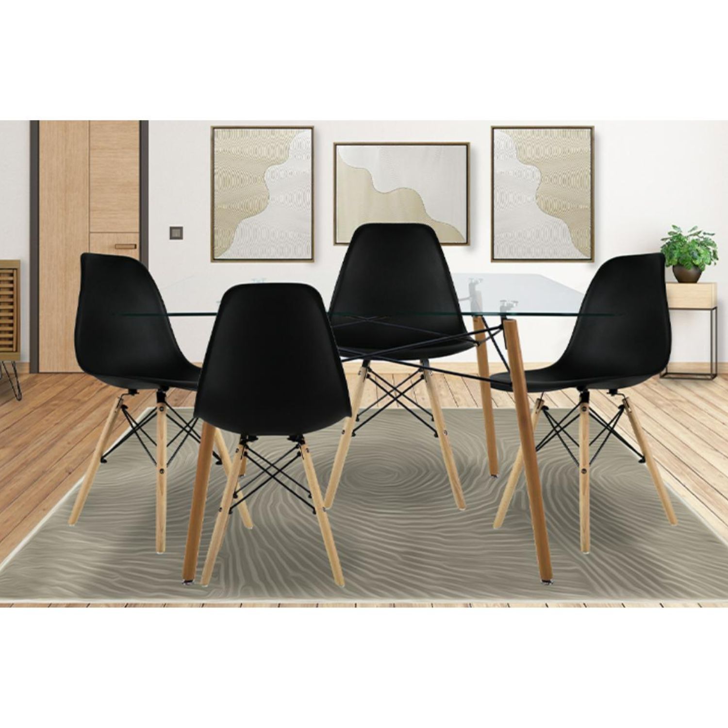 Foto 3 pulgar | Comedor Mundi In Negro con 4 Sillas