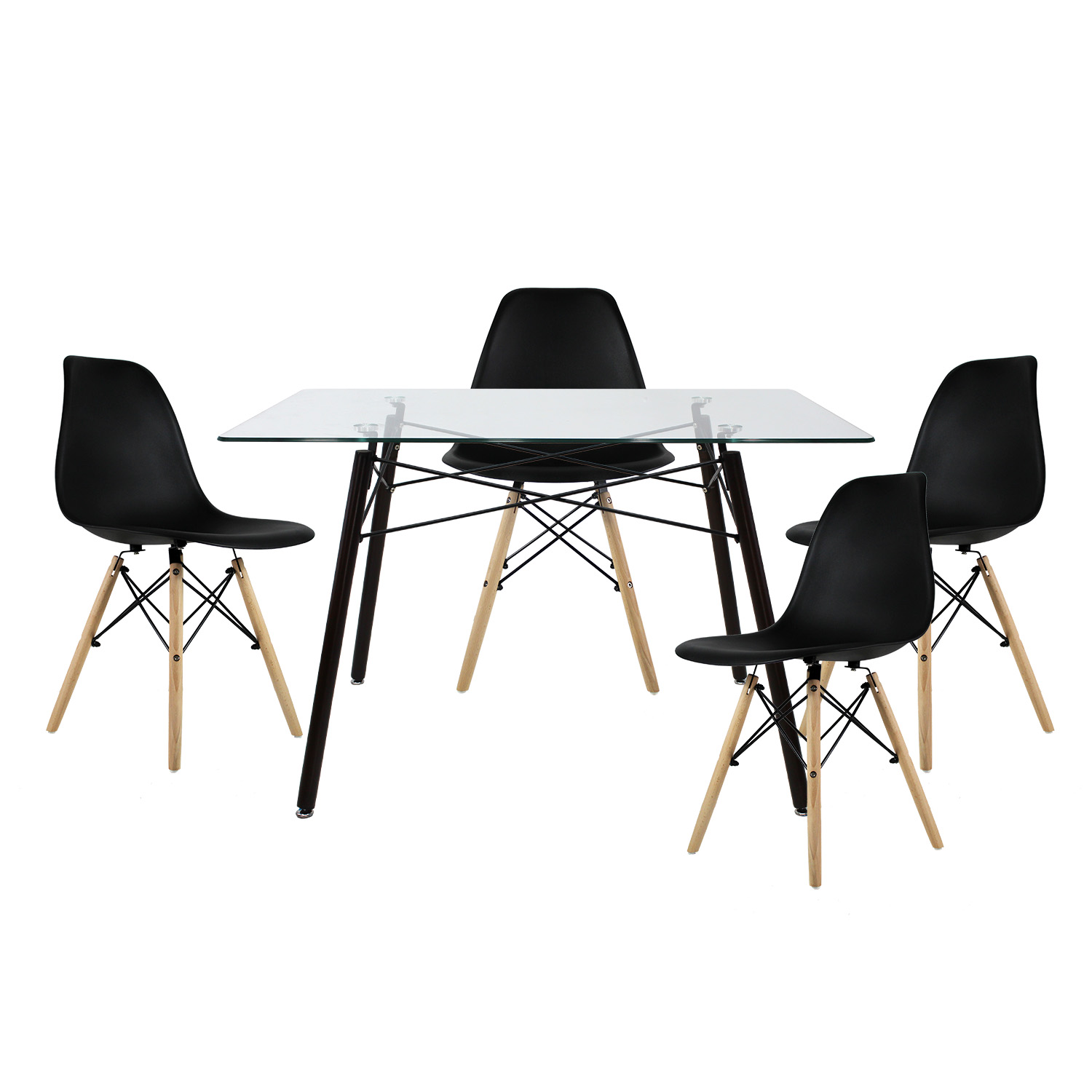Comedor Mundo In T5 Eames color Negro para 4 Personas
