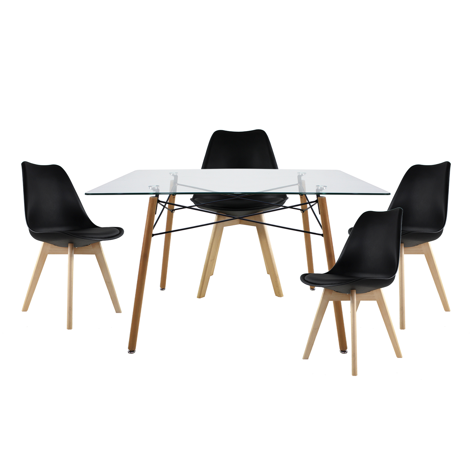 Comedor Mundo In T5 Frankfurt Negro con 4 Sillas
