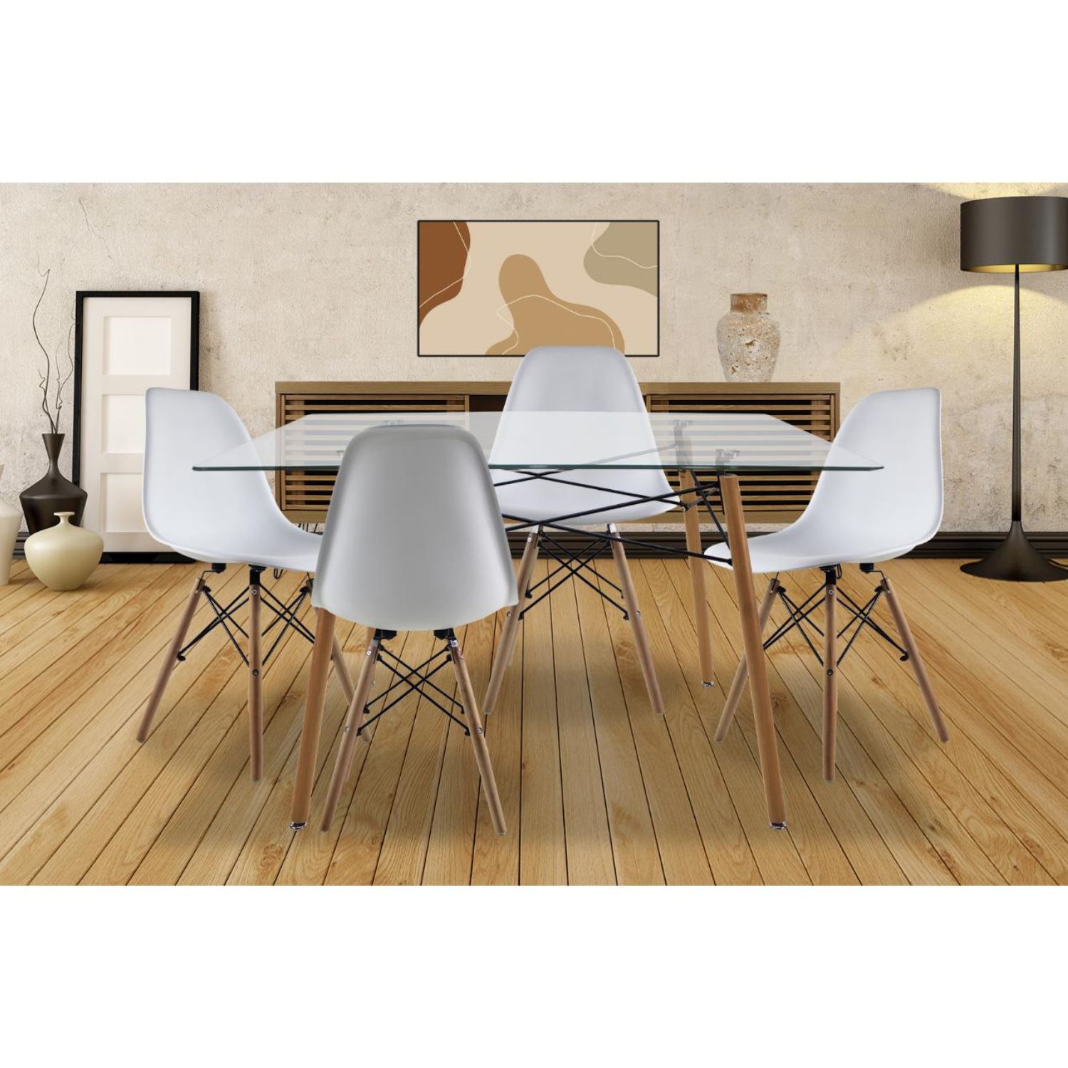 Foto 3 pulgar | Comedor Mundi In Blanco con 4 Sillas