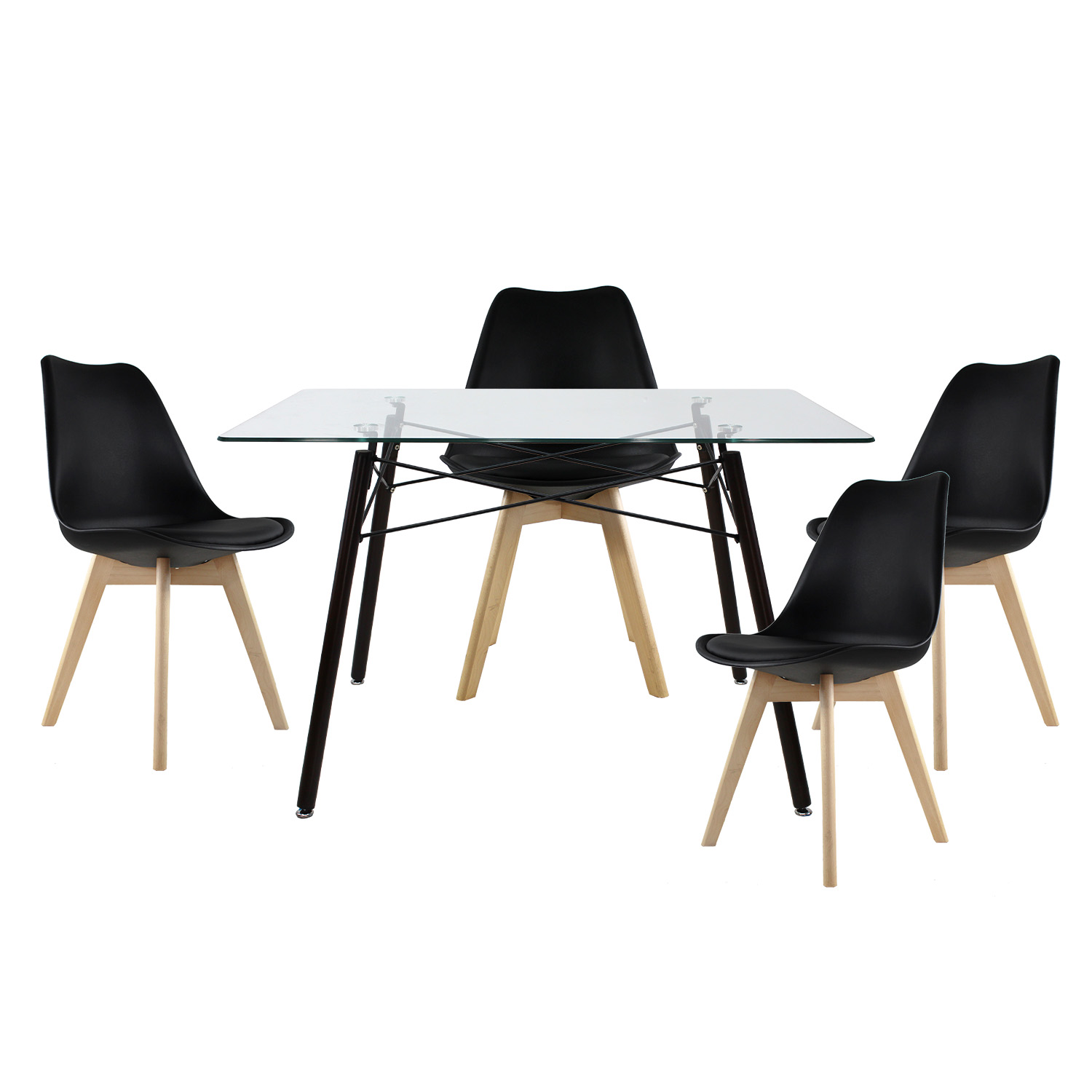 Comedor Rectangular T5n Frankfurt Mundo In Cristal 4 Personas Negro