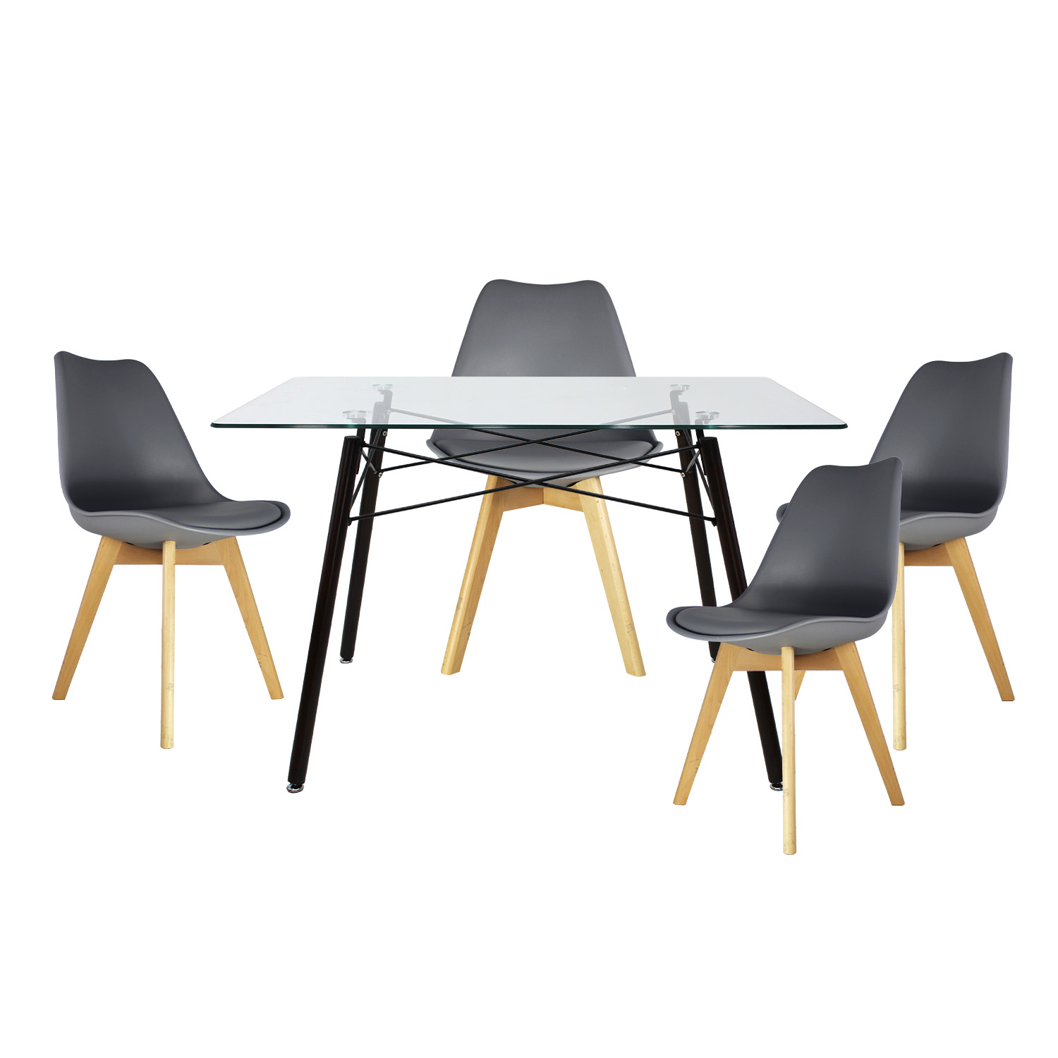 Foto 1 | Comedor Rectangular T5n Frankfurt Mundo In Cristal 4 Personas Gris