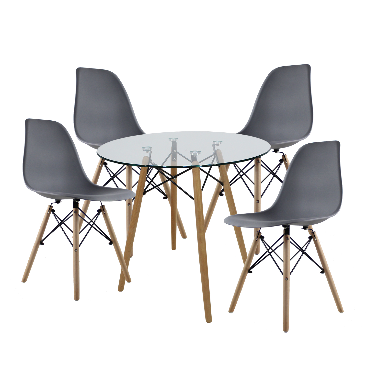 Foto 2 pulgar | Comedor Circular Mundo In Cristal 4 Personas Gris