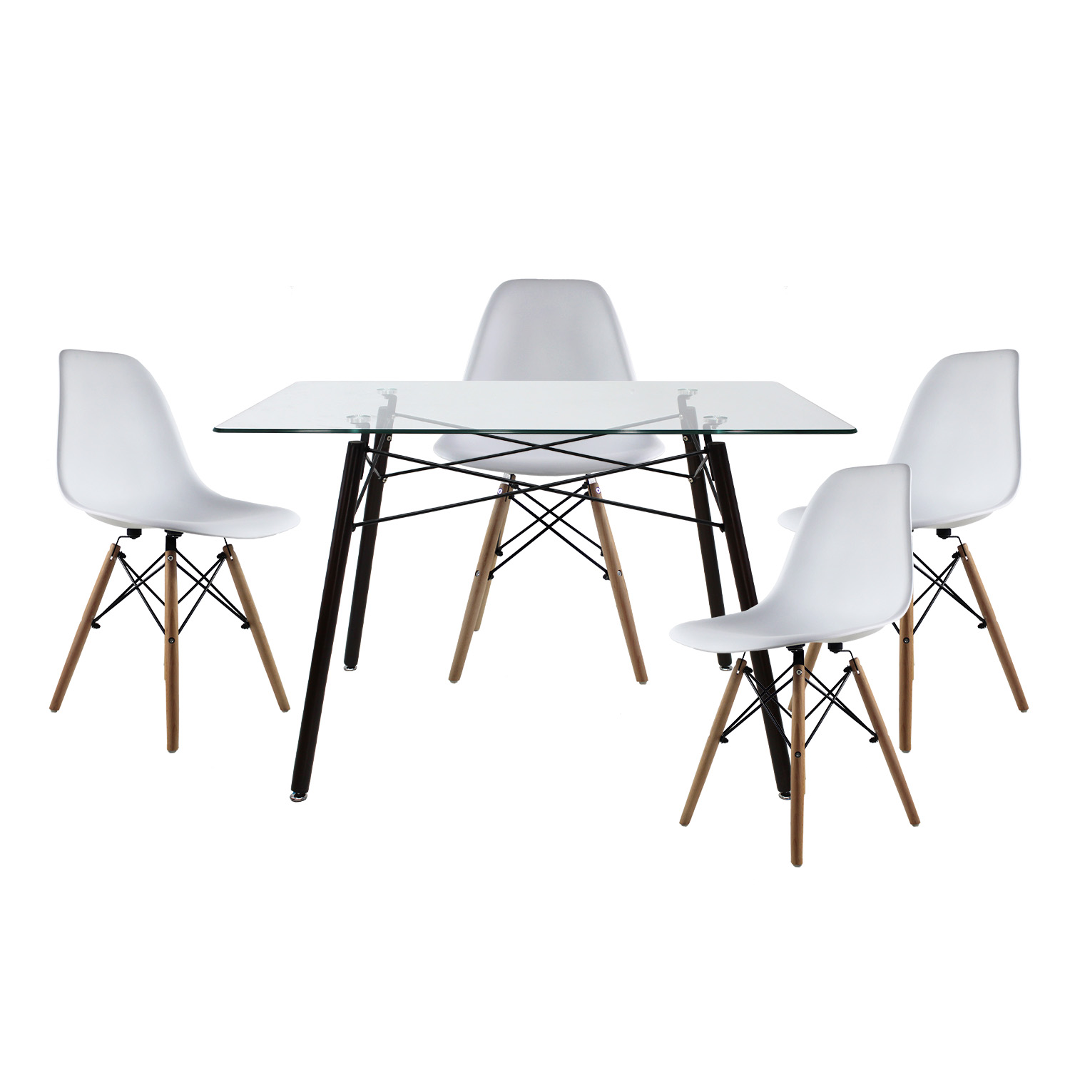 Comedor Rectangular Mundo T5n In Mesa de Cristal 4 Personas Blanco