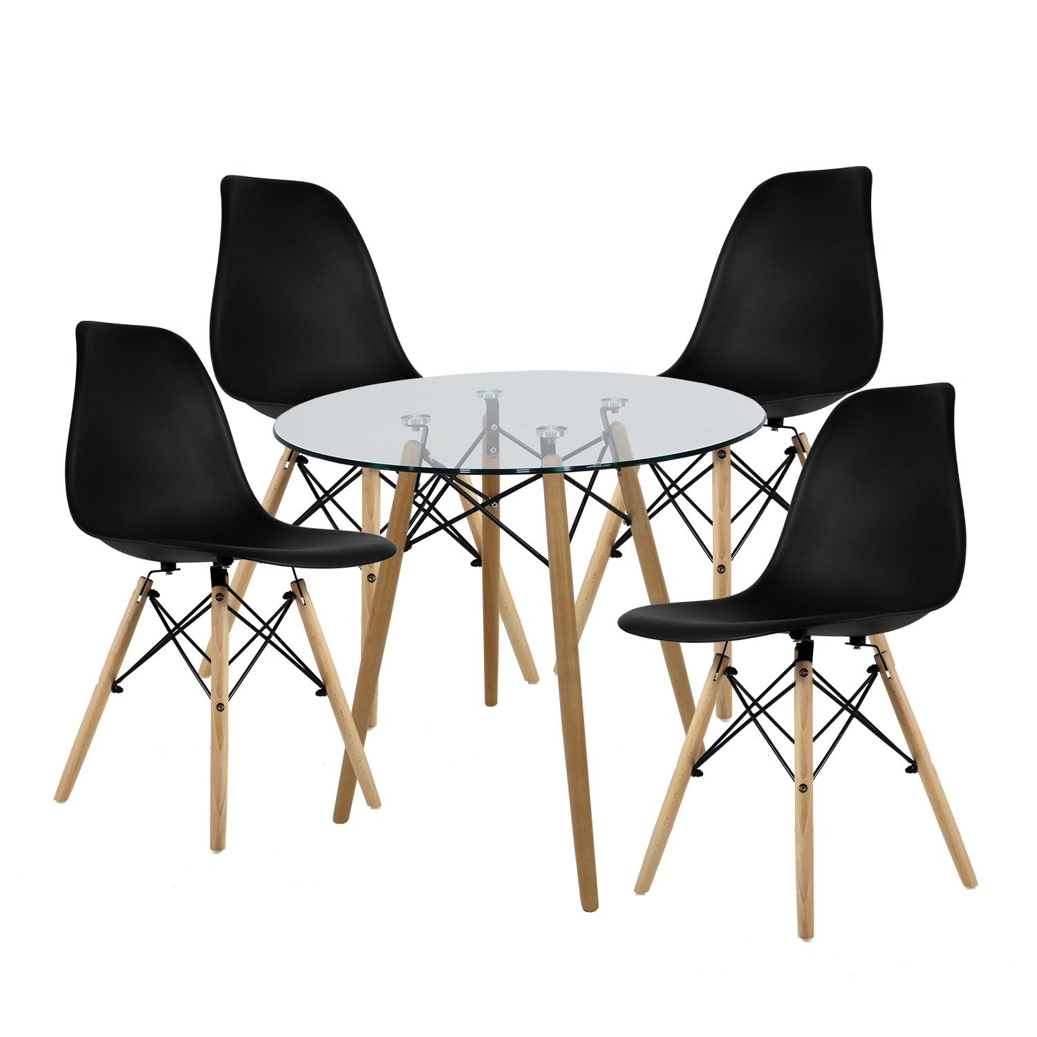 Foto 2 pulgar | Comedor Circular Mundo In Mesa de Cristal color Negro para 4 Personas