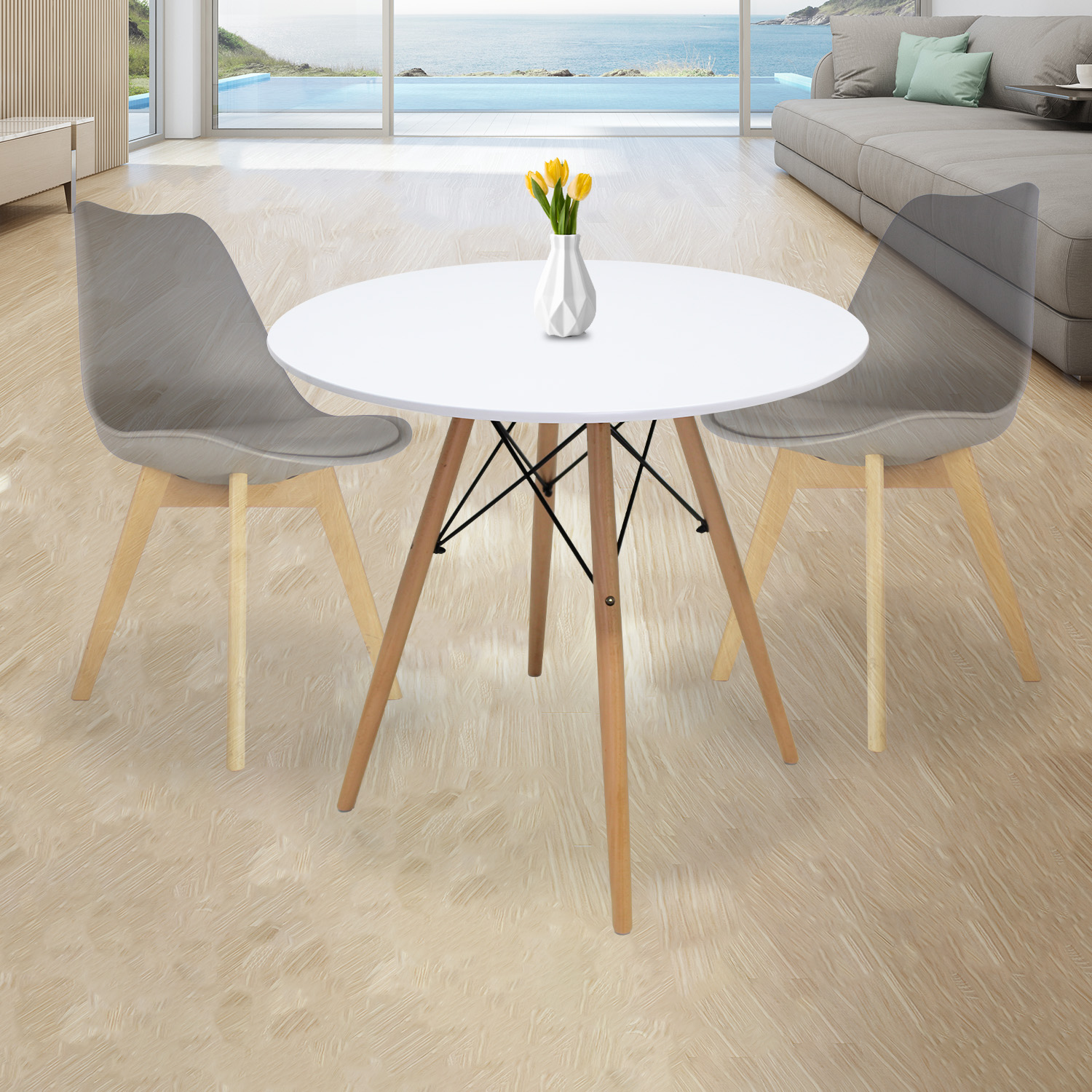 Foto 9 pulgar | Comedor Circular Mundo In Mesa de Cristal color Negro para 4 Personas