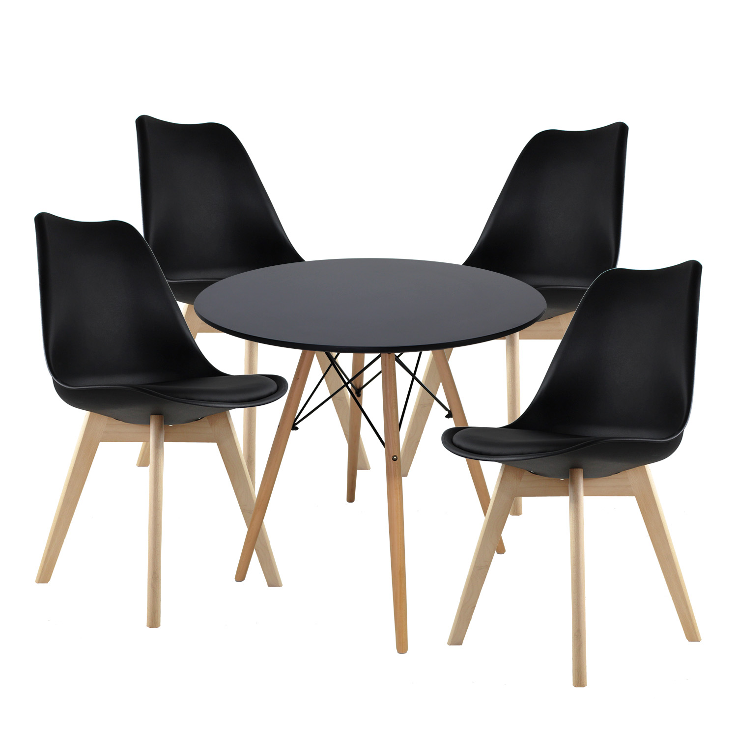 Comedor Circular color Negro Frankfurt Mundo In Melamina 4 Personas