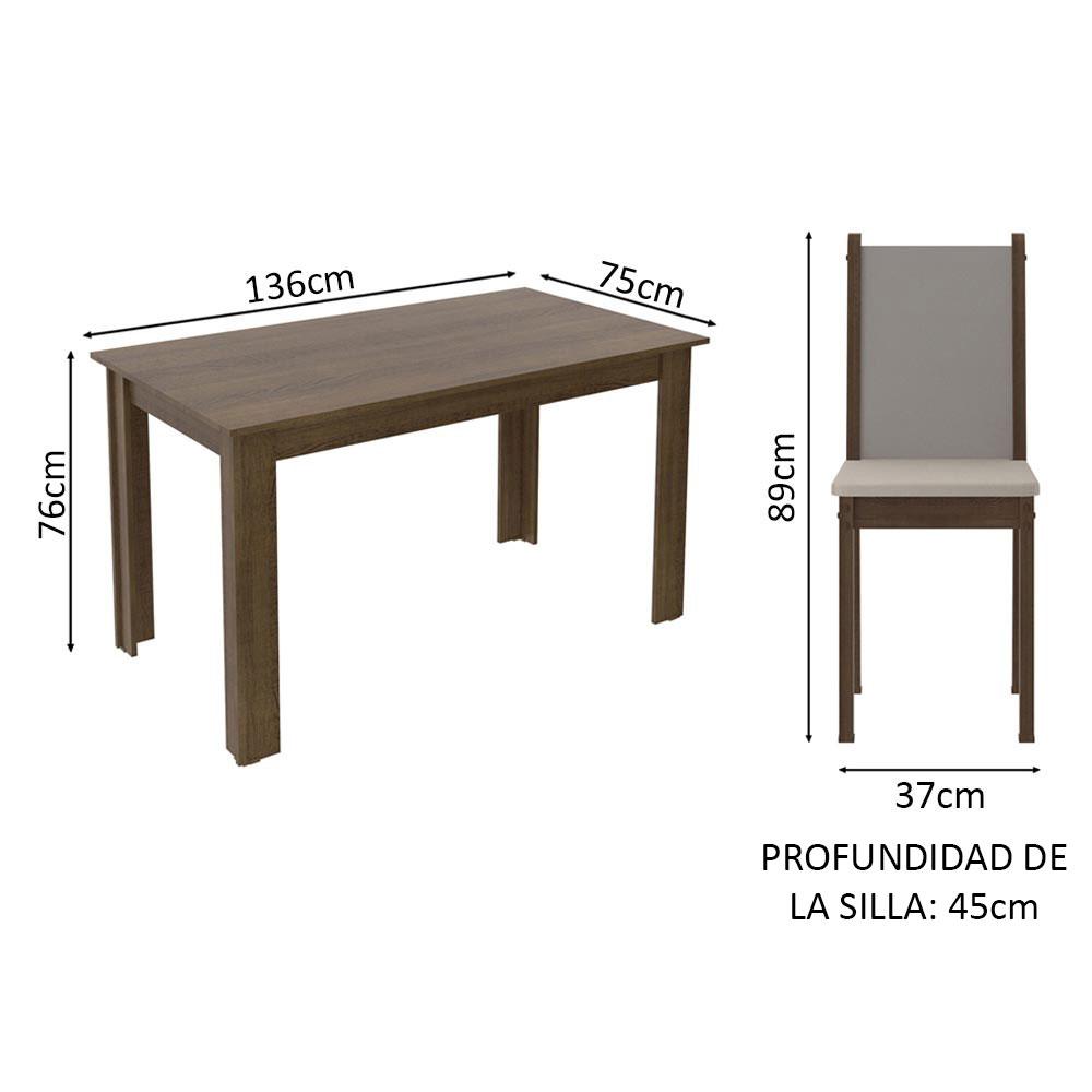 Foto 3 | Comedor Madesa Bea con 4 Sillas Cafés