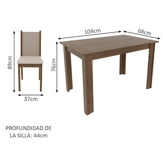 Foto 4 | Comedor Madesa Cíntia con 4 Sillas Cafés