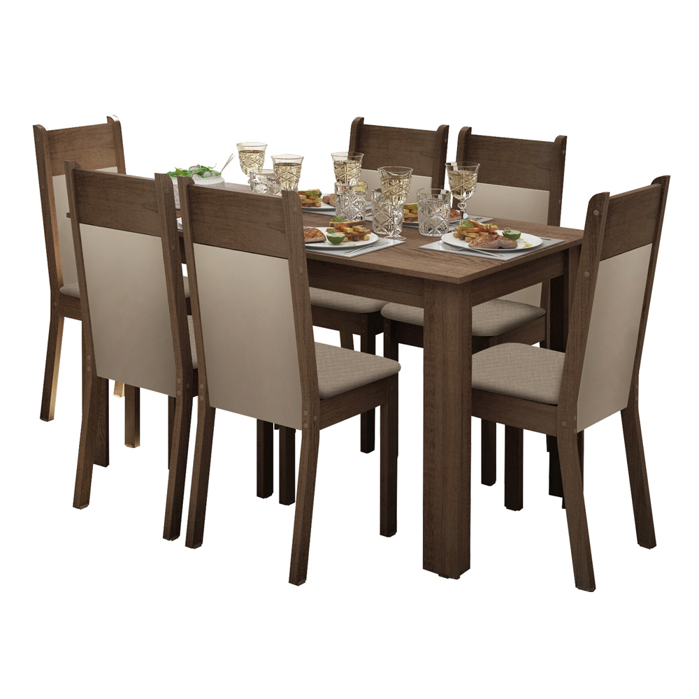 Comedor Madesa Jaíne Tapa Madera con 6 Sillas