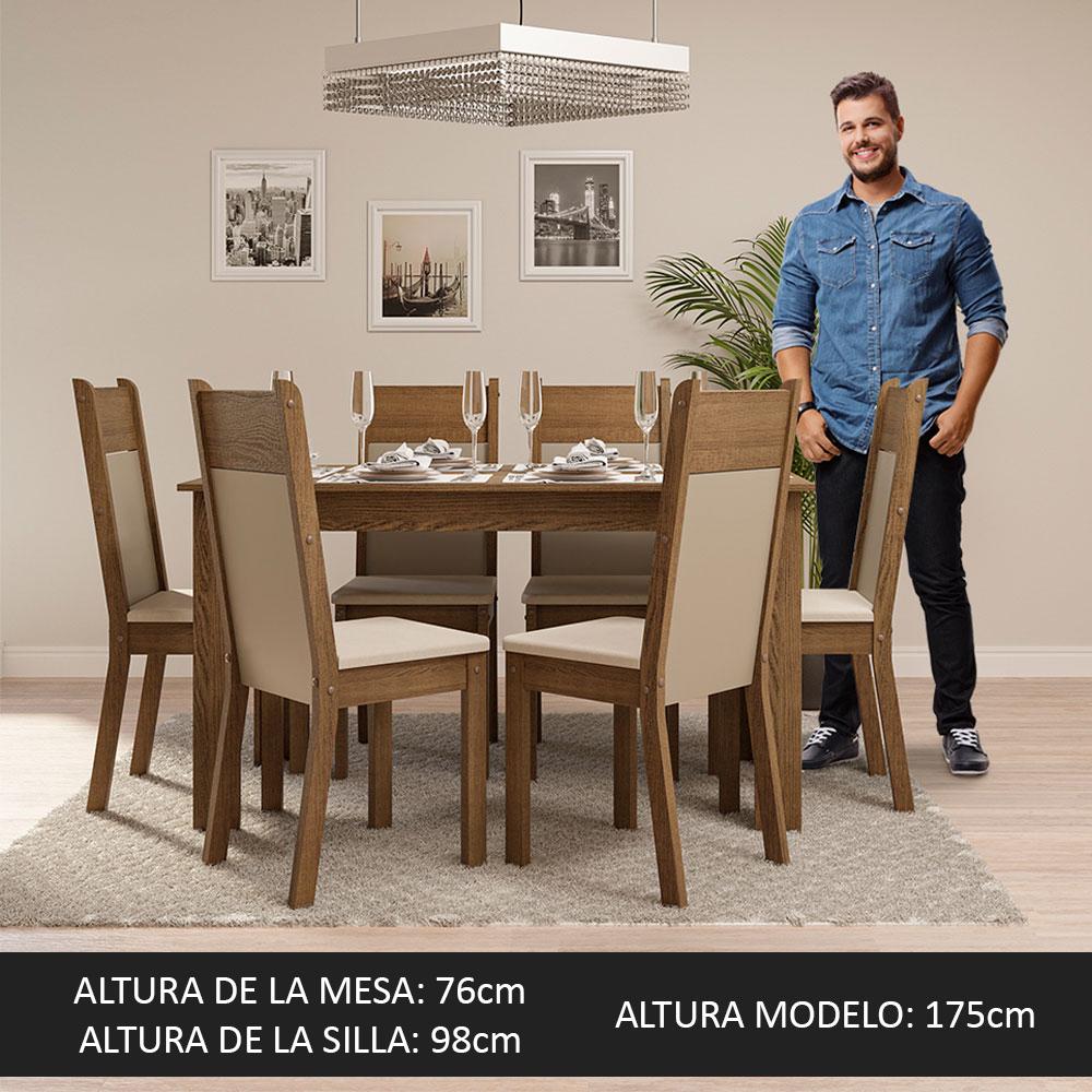 Foto 4 | Comedor Madesa Jaíne Tapa Madera con 6 Sillas