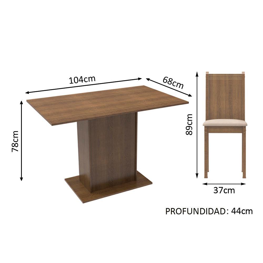 Foto 6 pulgar | Comedor Madesa Lexy Tapa de Madera con 4 Sillas Marrón/Beige