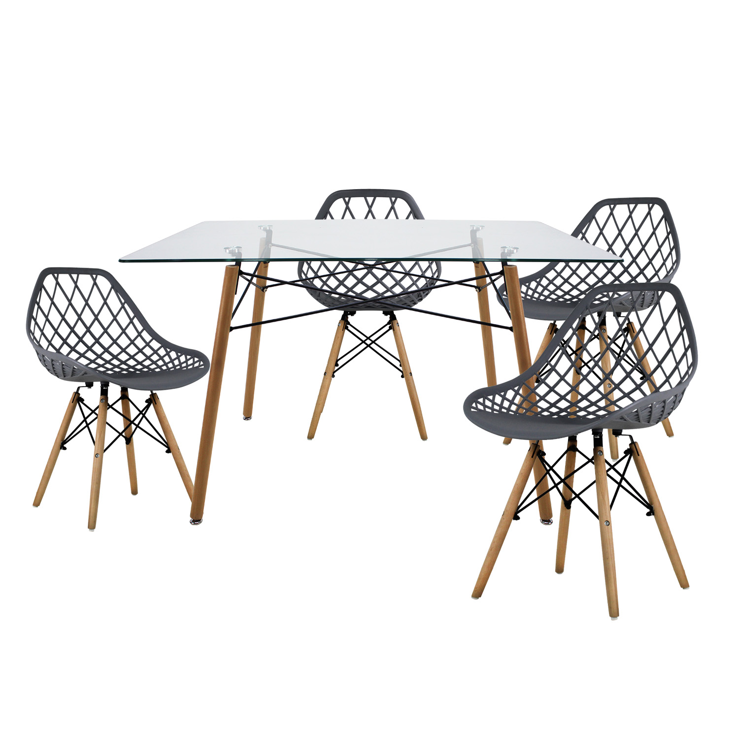 Comedor Rectangular T5 Vento Mundo In Cristal 4 Personas color Gris