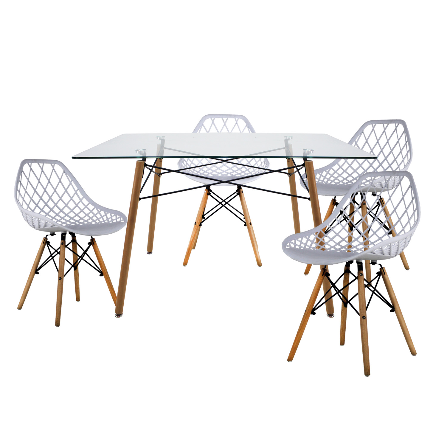 Comedor Rectangular T5 Vento Mundo In Cristal 4 Personas color Blanco