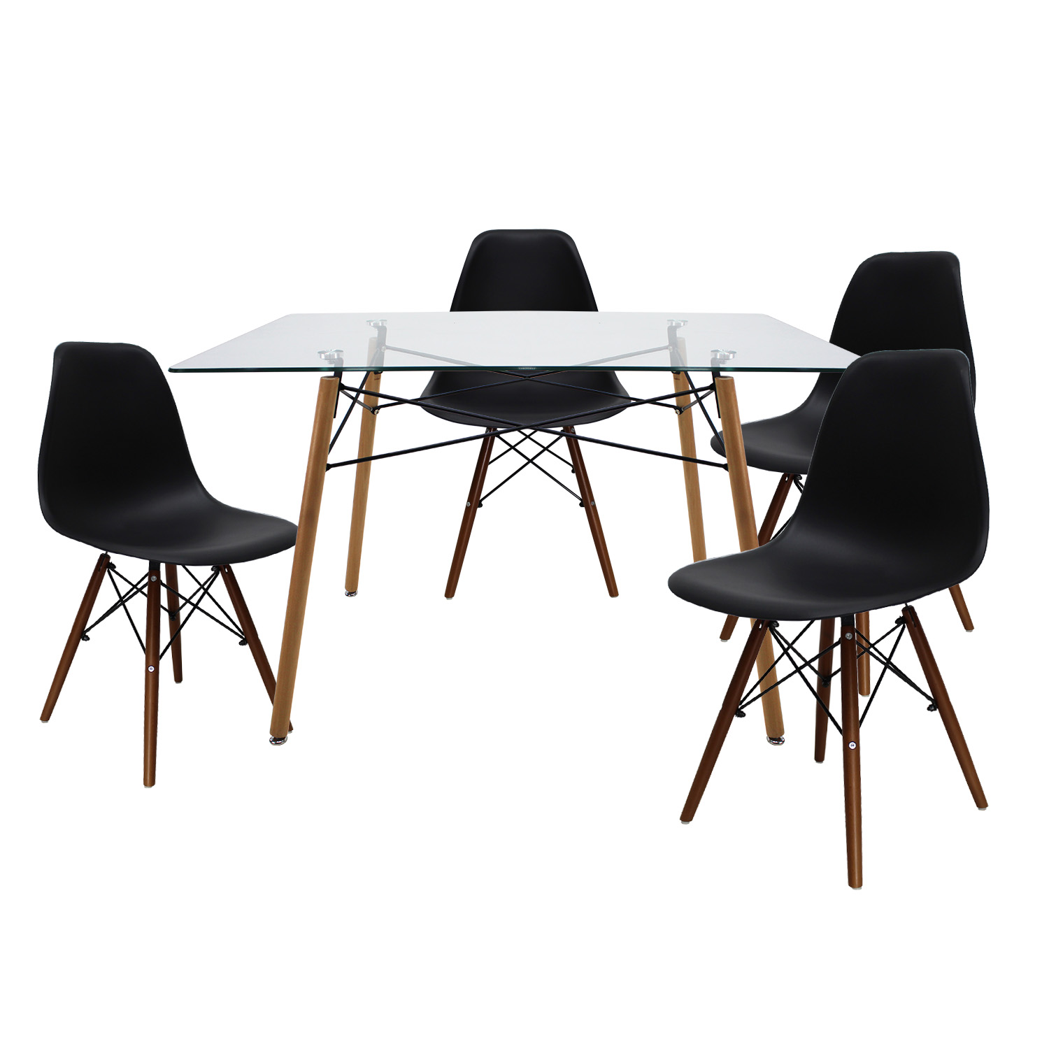 Foto 2 pulgar | Comedor Rectangular T5 Trendy Mundo In Cristal 4 Personas color Negro
