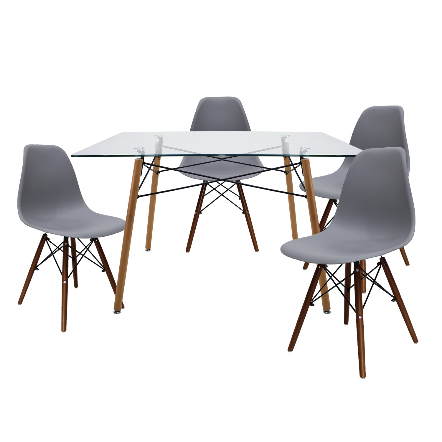 Foto 2 pulgar | Comedor Mundo T5 Eco Nogal Gris con 4 Sillas