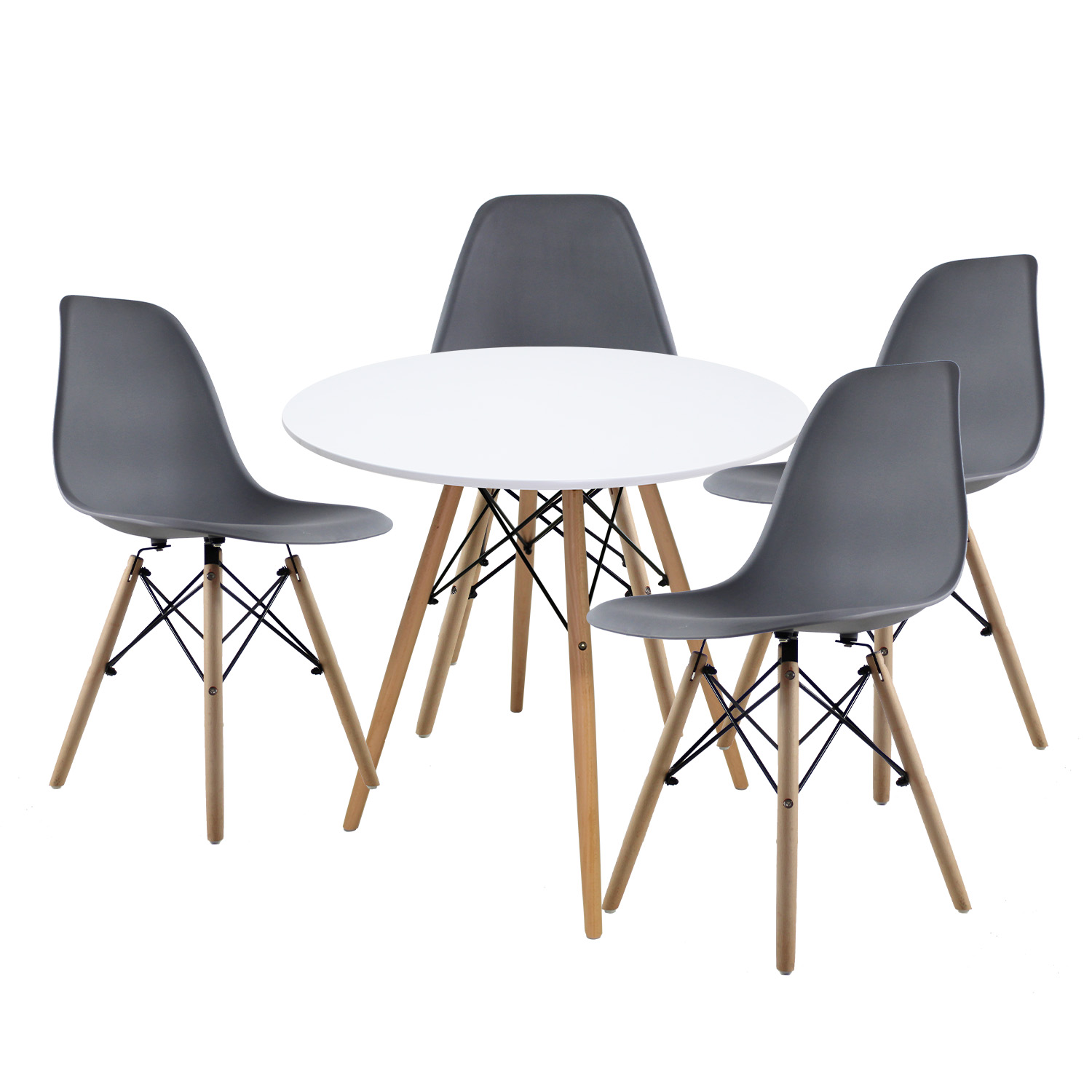 Comedor Circular Mundo In 80 cm Oslo Multicolor + 4 Sillas Eames