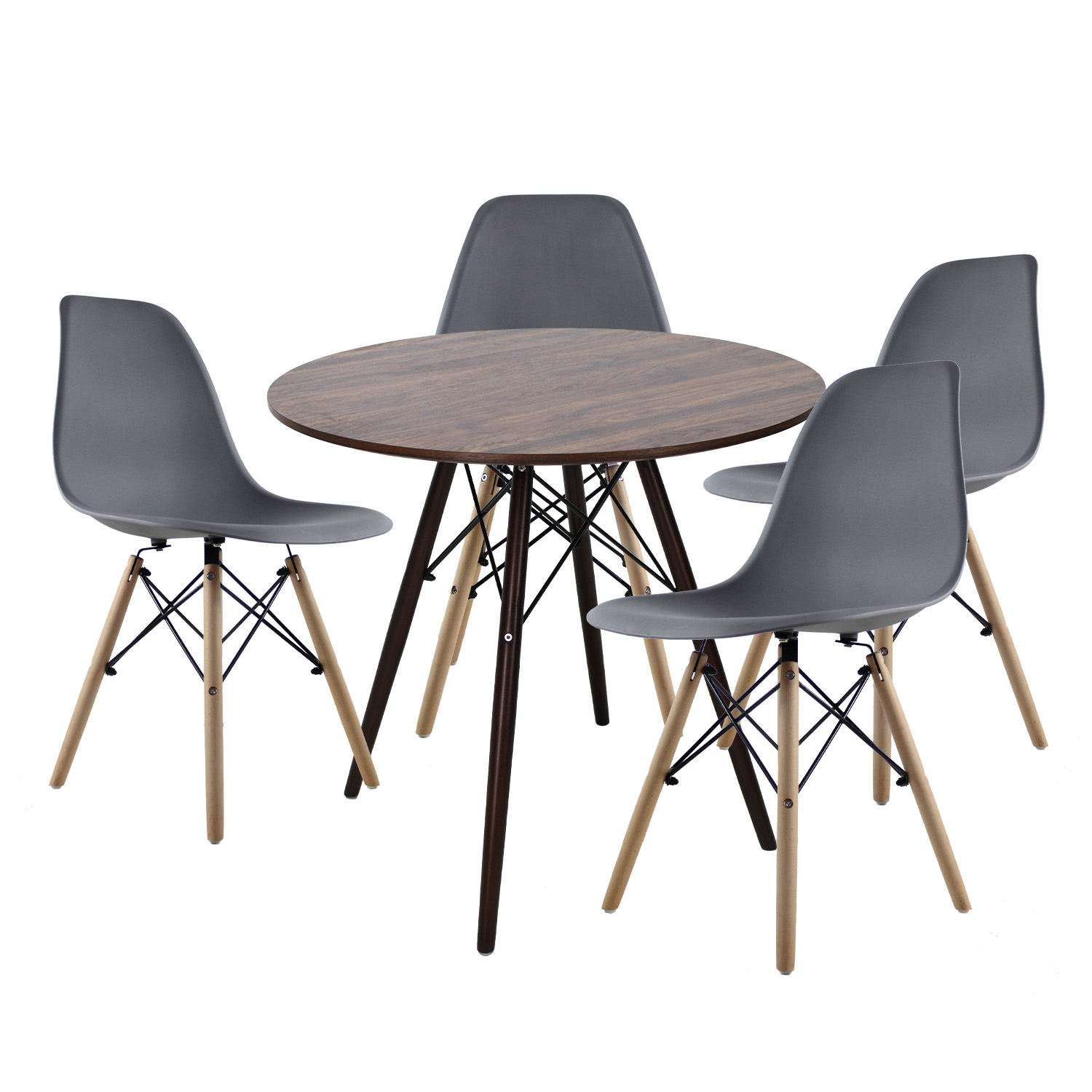 Foto 2 pulgar | Comedor Circular Mundo In 80 cm Oslo Multicolor + 4 Sillas Eames