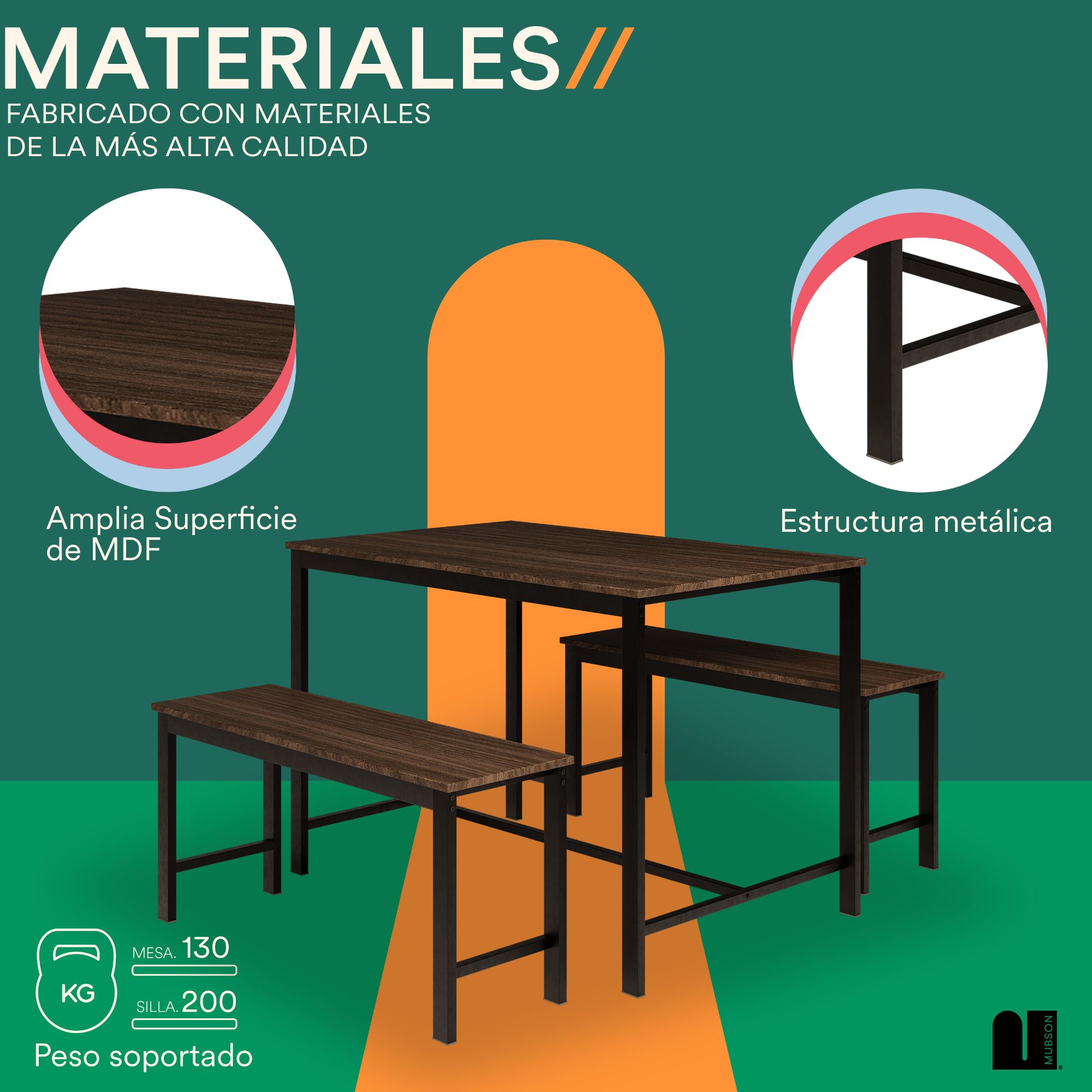 Foto 4 pulgar | Comedor Mubson Naly con 2 Taburetes Antecomedor Café