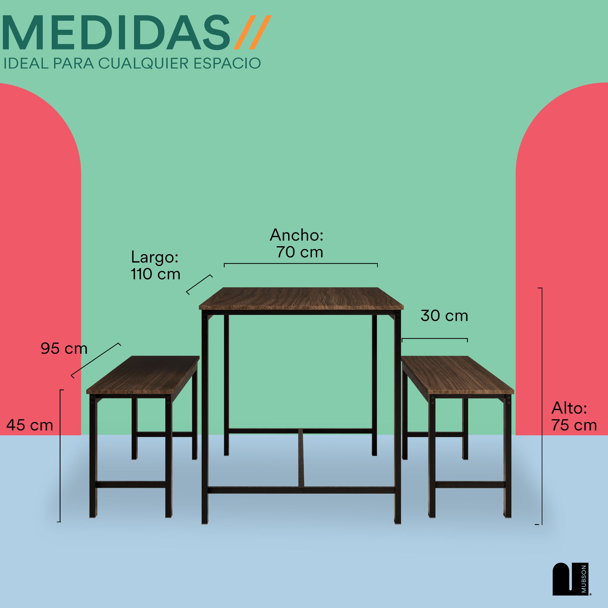 Foto 5 pulgar | Comedor Mubson Naly con 2 Taburetes Antecomedor Café
