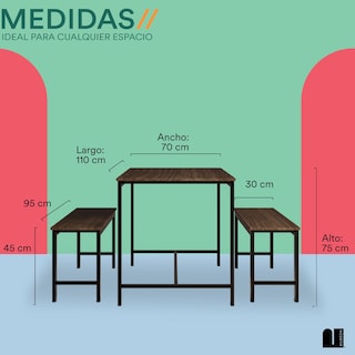 Foto 4 | Comedor Mubson Naly con 2 Taburetes Antecomedor Café