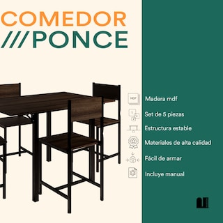 Foto 2 | Comedor Mubson Ponce con 4 Sillas Antecomedor Café para Cocina