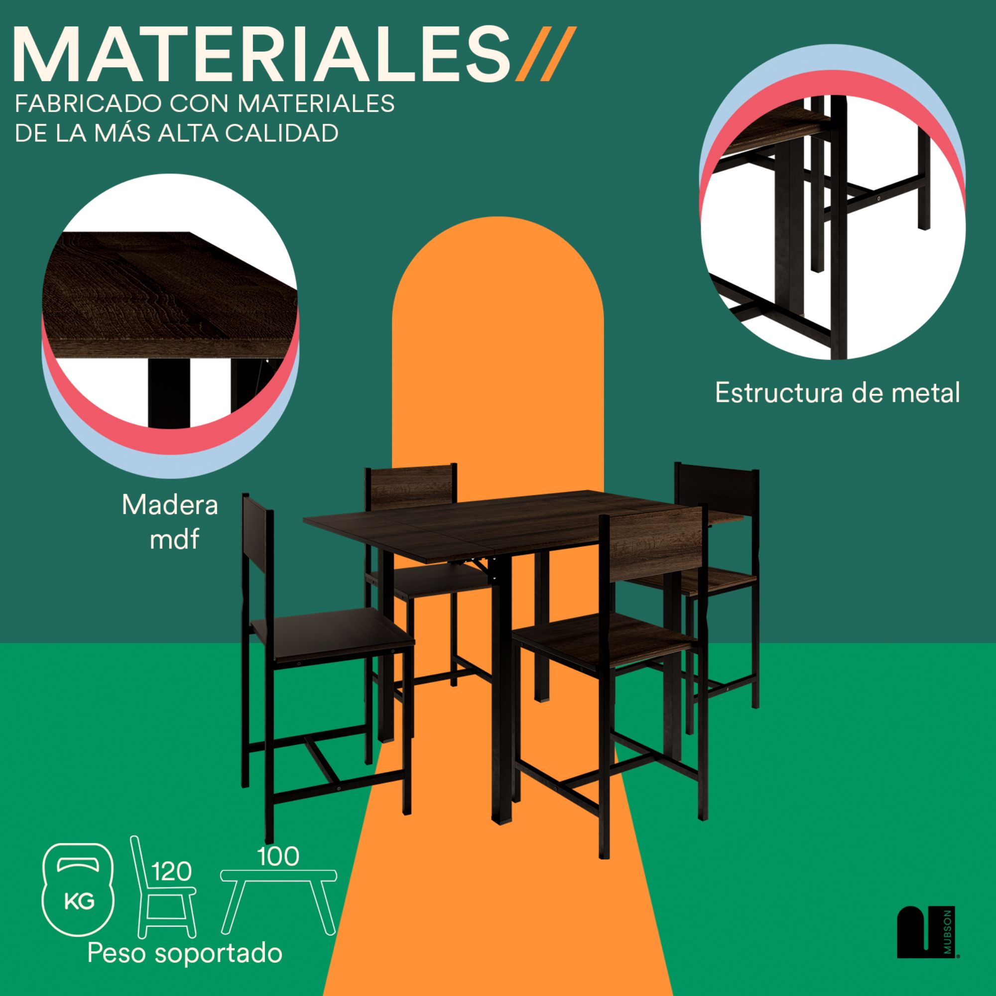 Foto 4 pulgar | Comedor Mubson Ponce con 4 Sillas Antecomedor Café para Cocina