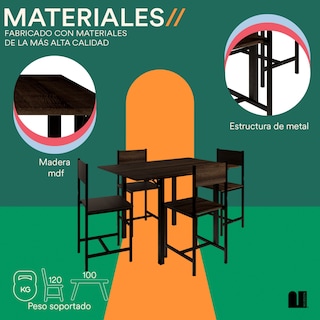 Foto 3 | Comedor Mubson Ponce con 4 Sillas Antecomedor Café para Cocina