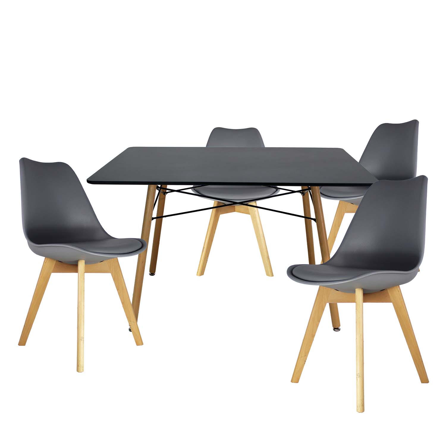 Comedor Rectangular Mundo In Frankfurt color Gris para 4 Personas