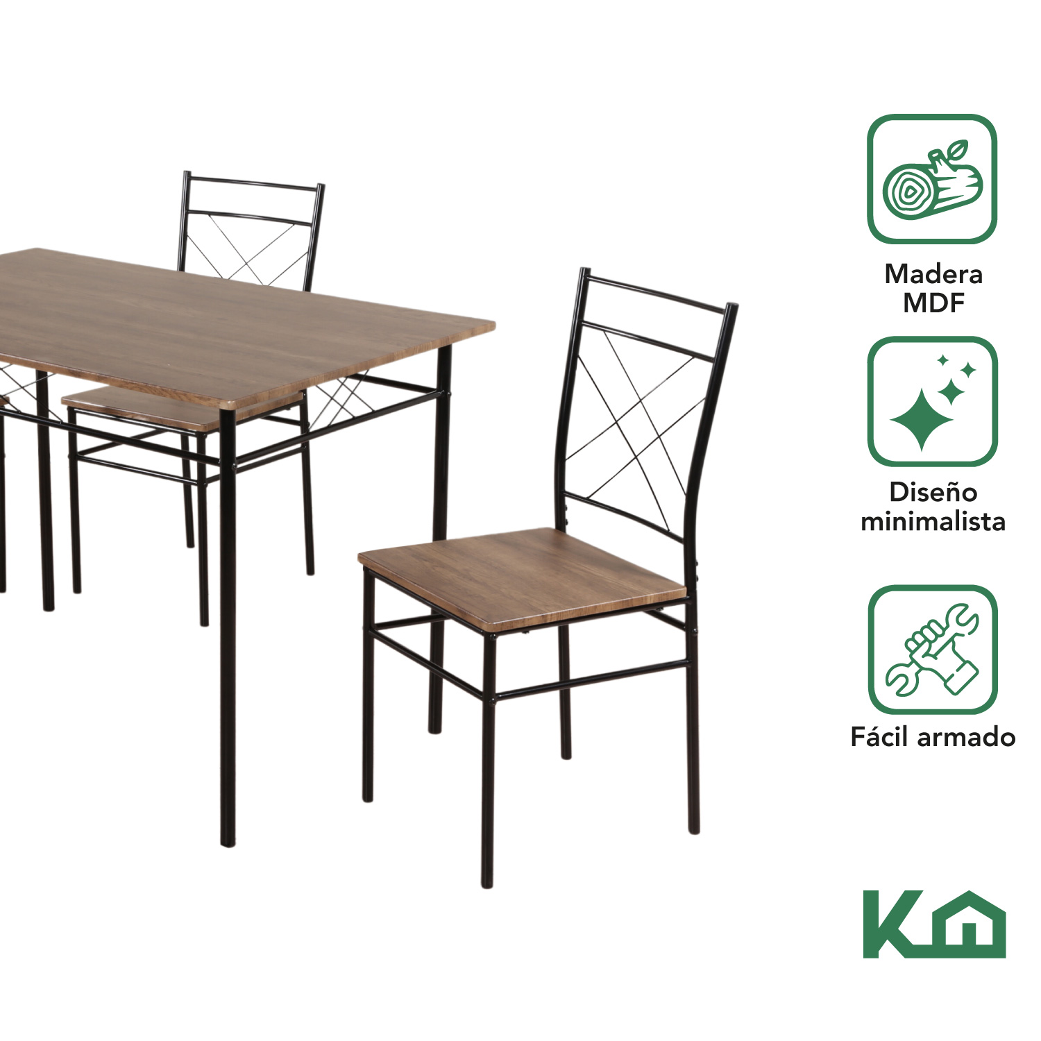 Foto 2 | Comedor ColorHome KHMESAX4S Marrón 4 Sillas