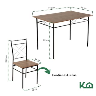 Foto 5 | Comedor ColorHome KHMESAX4S Marrón 4 Sillas