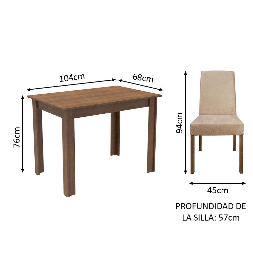 Foto 4 pulgar | Juego de Comedor Madesa Vic Mesa con Tablero de Madera + 2 Sillas Marrón