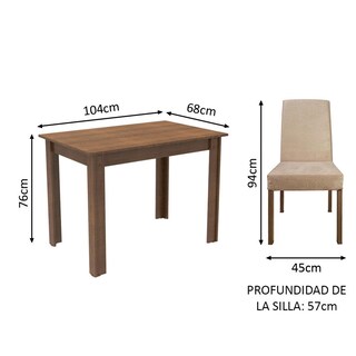 Foto 3 | Juego de Comedor Madesa Vic Mesa con Tablero de Madera + 2 Sillas Marrón