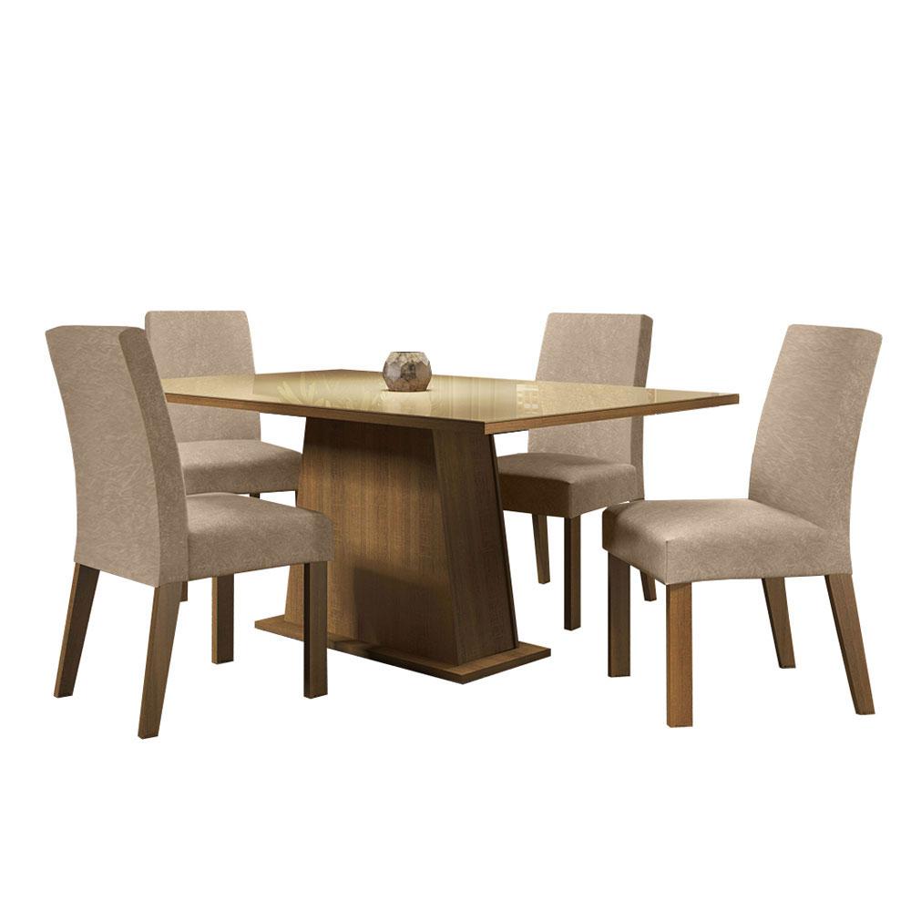 Foto 2 pulgar | Comedor Madesa Sabrina con Tablero de Vidrio + 4 Sillas Marrón