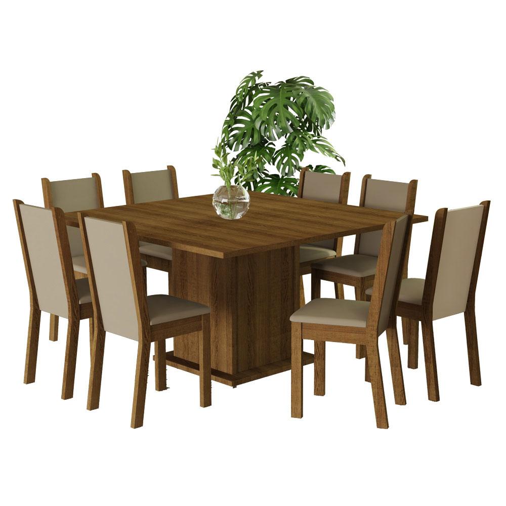 Foto 2 pulgar | Juego de Comedor Mesa Tablero De Madera 8 Sillas Marrón/crema/beige Marisa Madesa