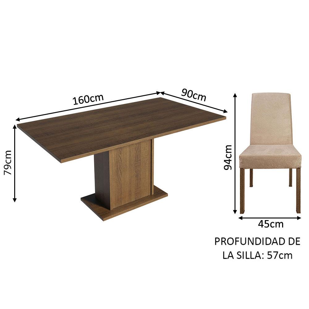 Foto 4 pulgar | Juego de Comedor con Tablero de Madera y 6 Sillas Madesa Renata Marrón/Imperial